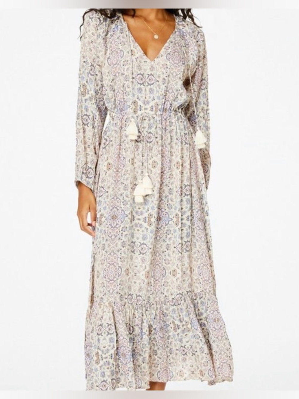 Roller Rabbit Olaya V-Neck Boho Tired Maxi Dress